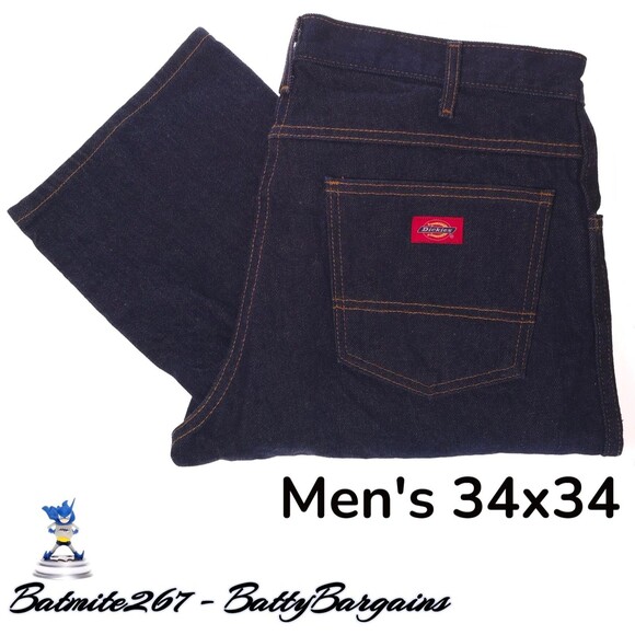 Dickies Men's 34x34 Jeans Dark Rinsed Denim Regular Fit 5-pocket W4164h5 - Picture 1 of 9
